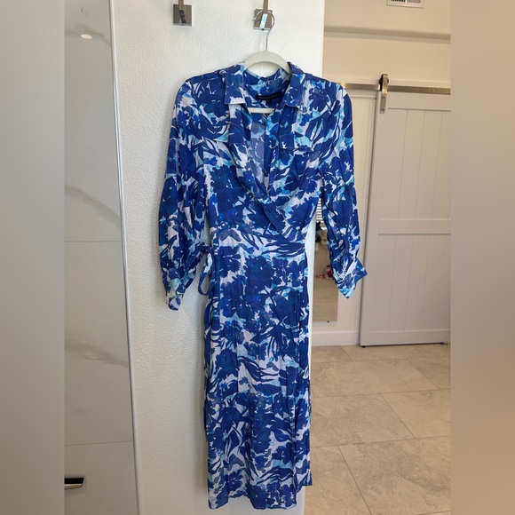 French Connection Blue Floral Long Sleeve Dress - Picture 5 of 6